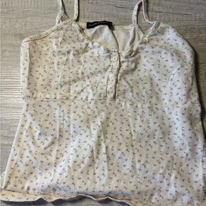 Brandy Melville Cream Floral Camisole